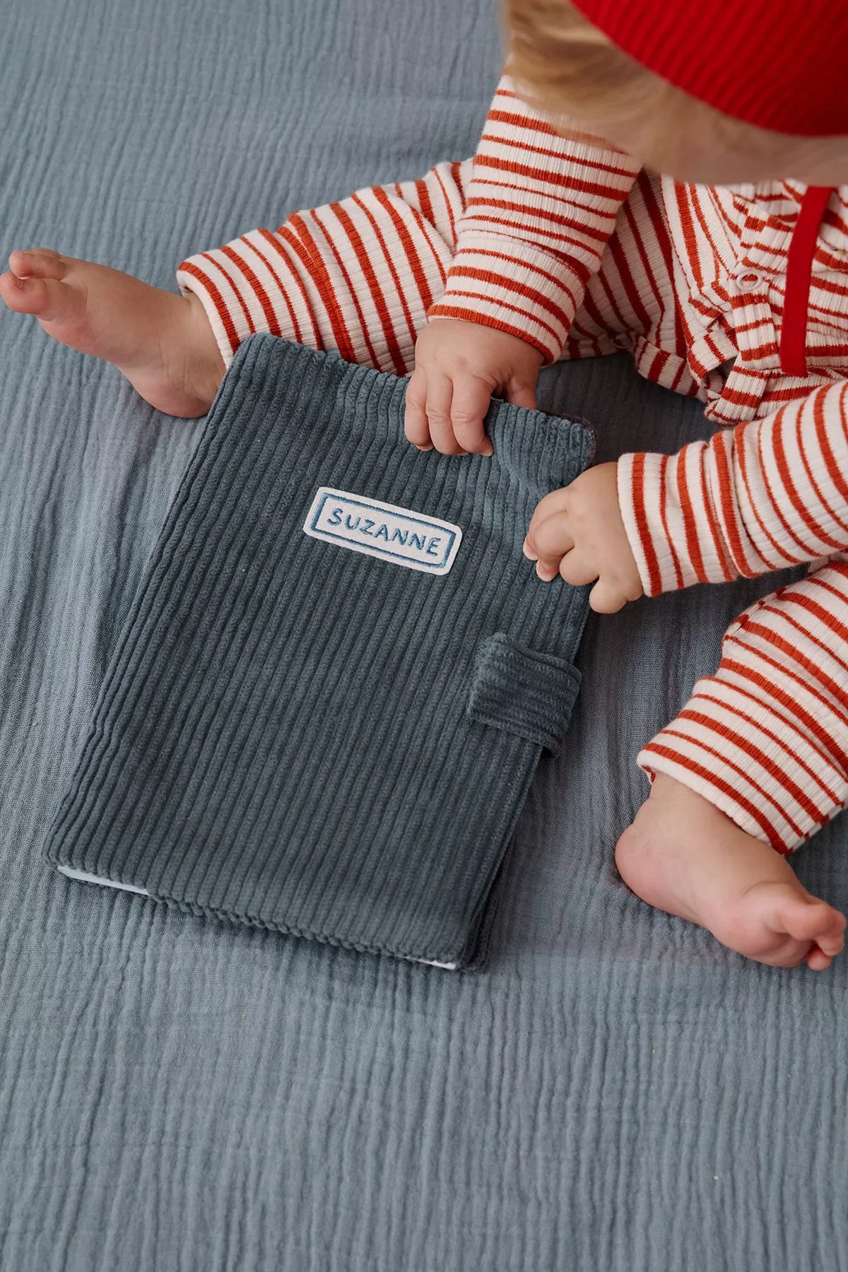 personalized corduroy baby health record cover