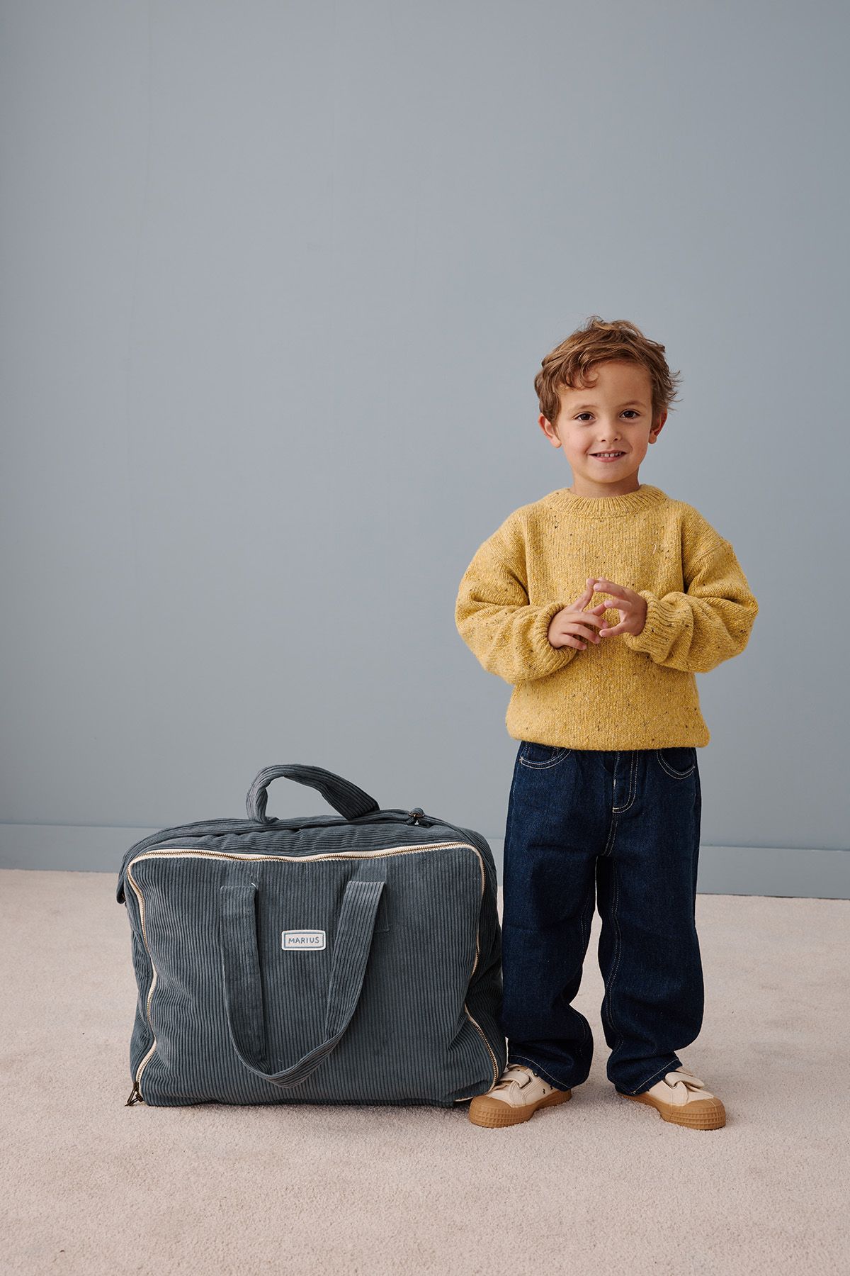 valise personnalisée en velours côtelé bébé enfant parent