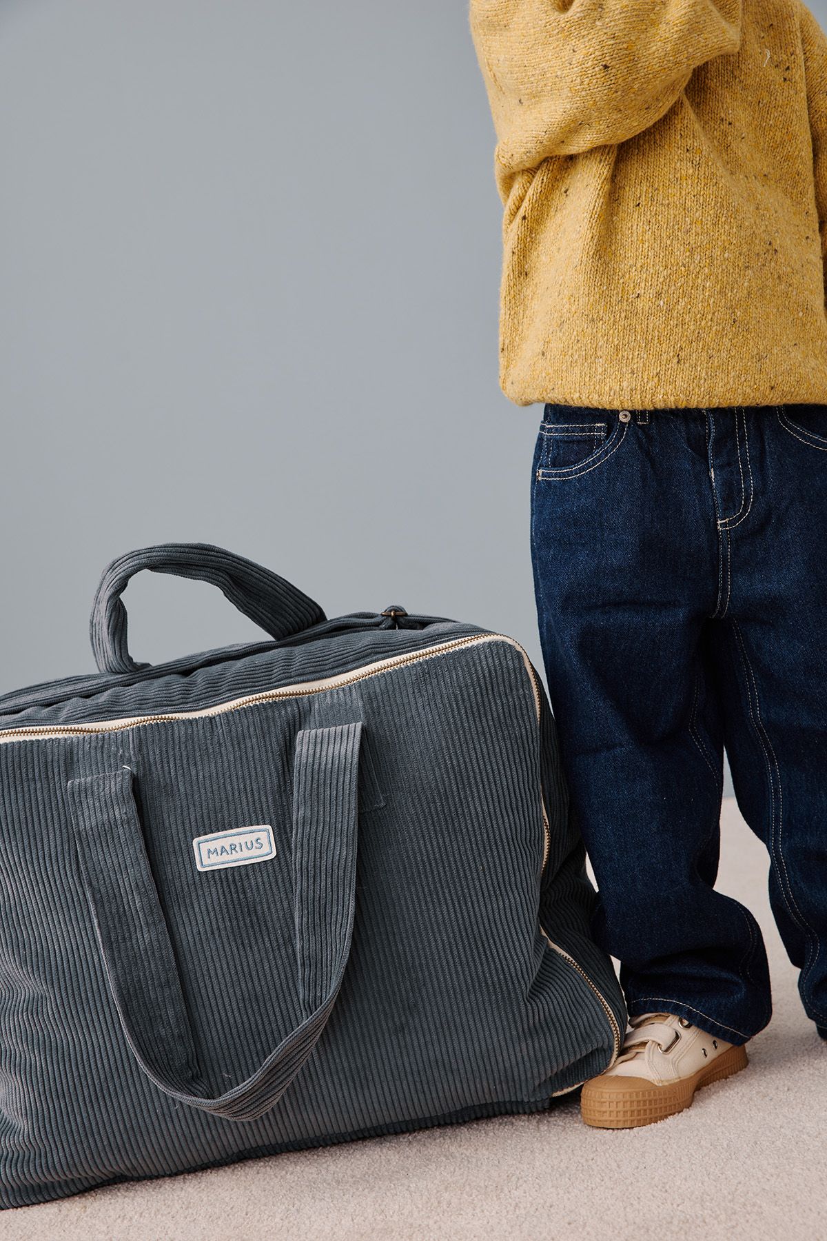 personalized corduroy suitcase for babies, kids, and parents