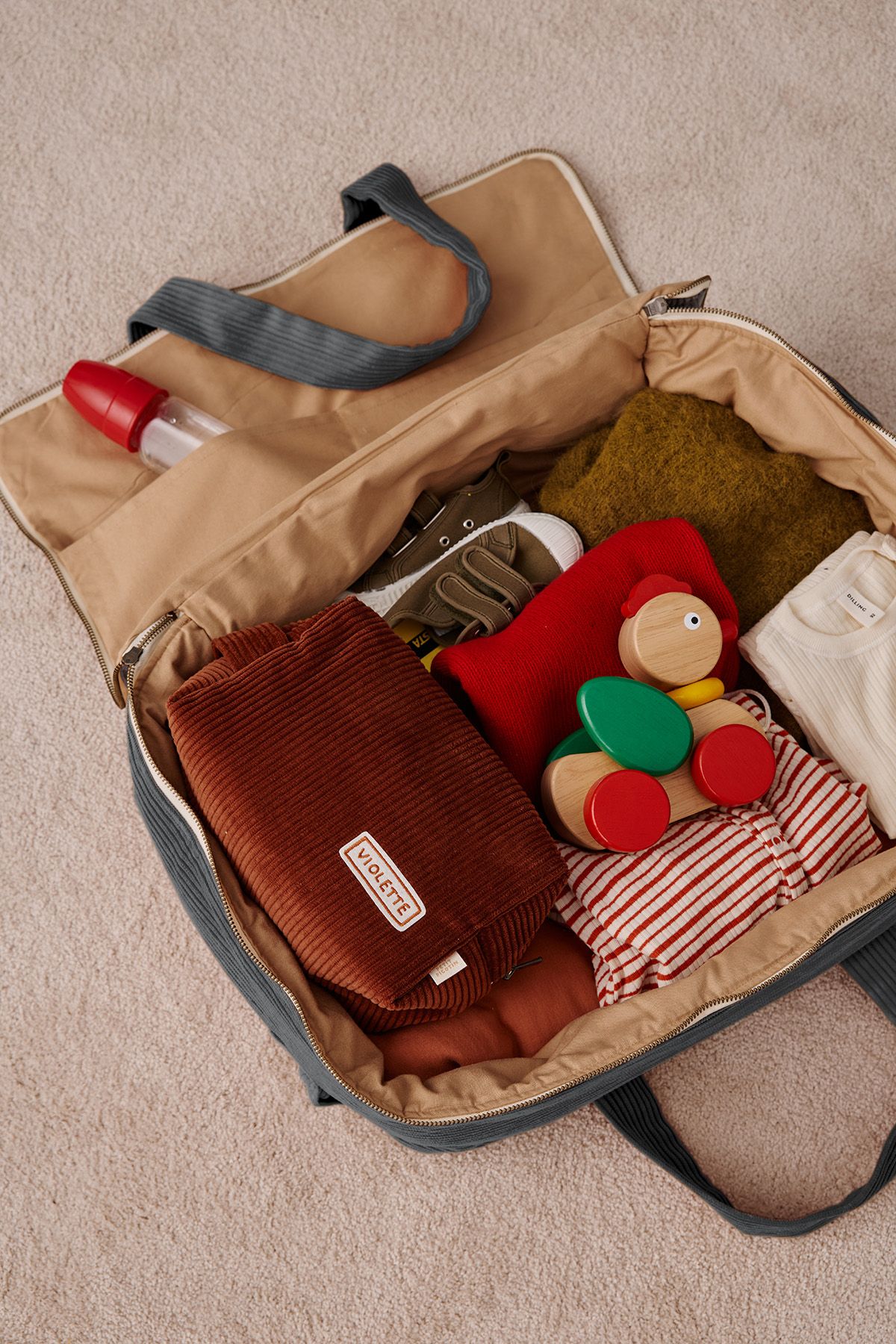 valise personnalisée en velours côtelé bébé enfant parent