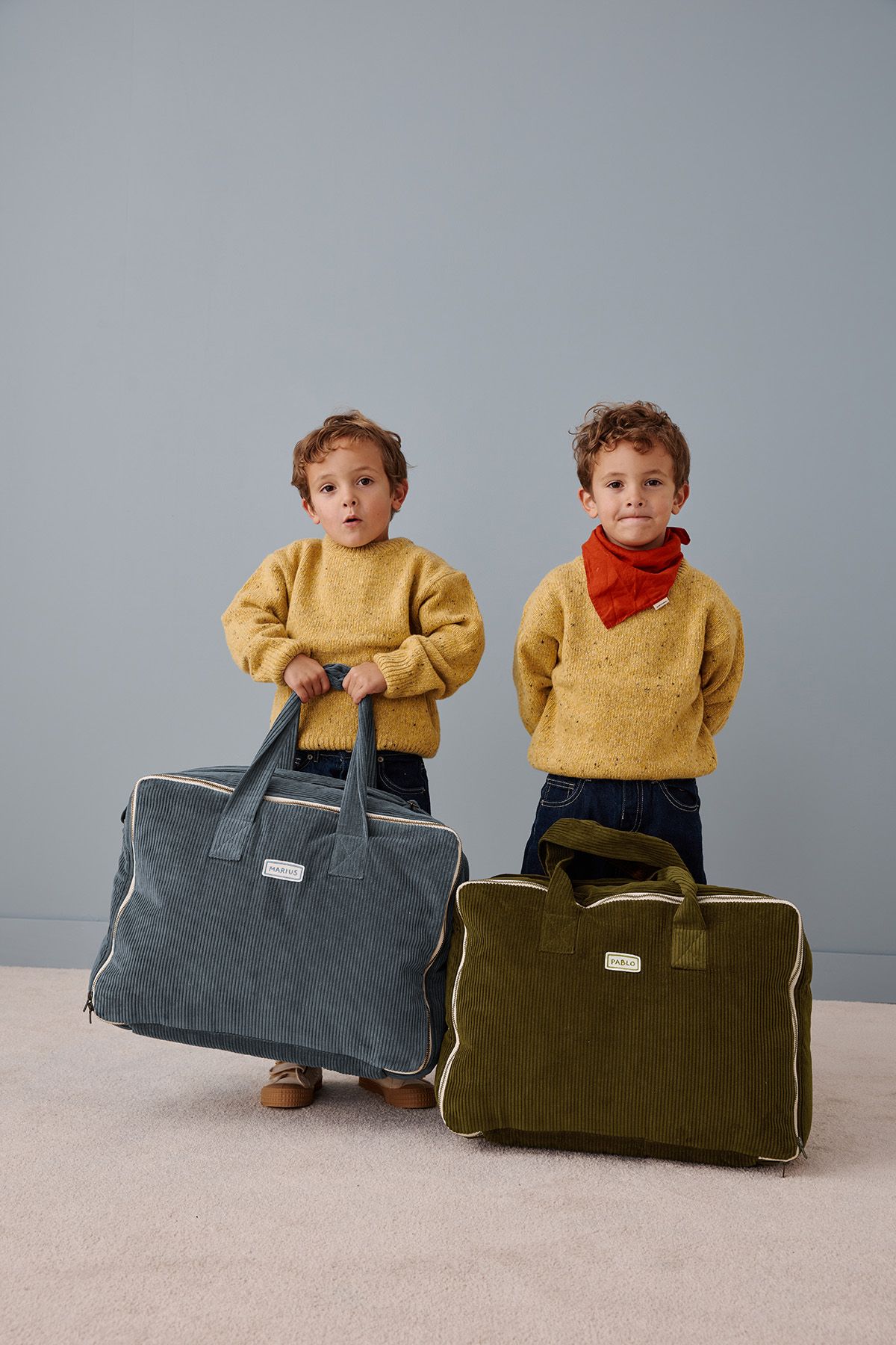 valise personnalisée en velours côtelé bébé enfant parent