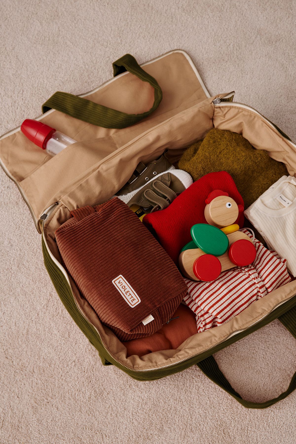 valise personnalisée en velours côtelé bébé enfant parent