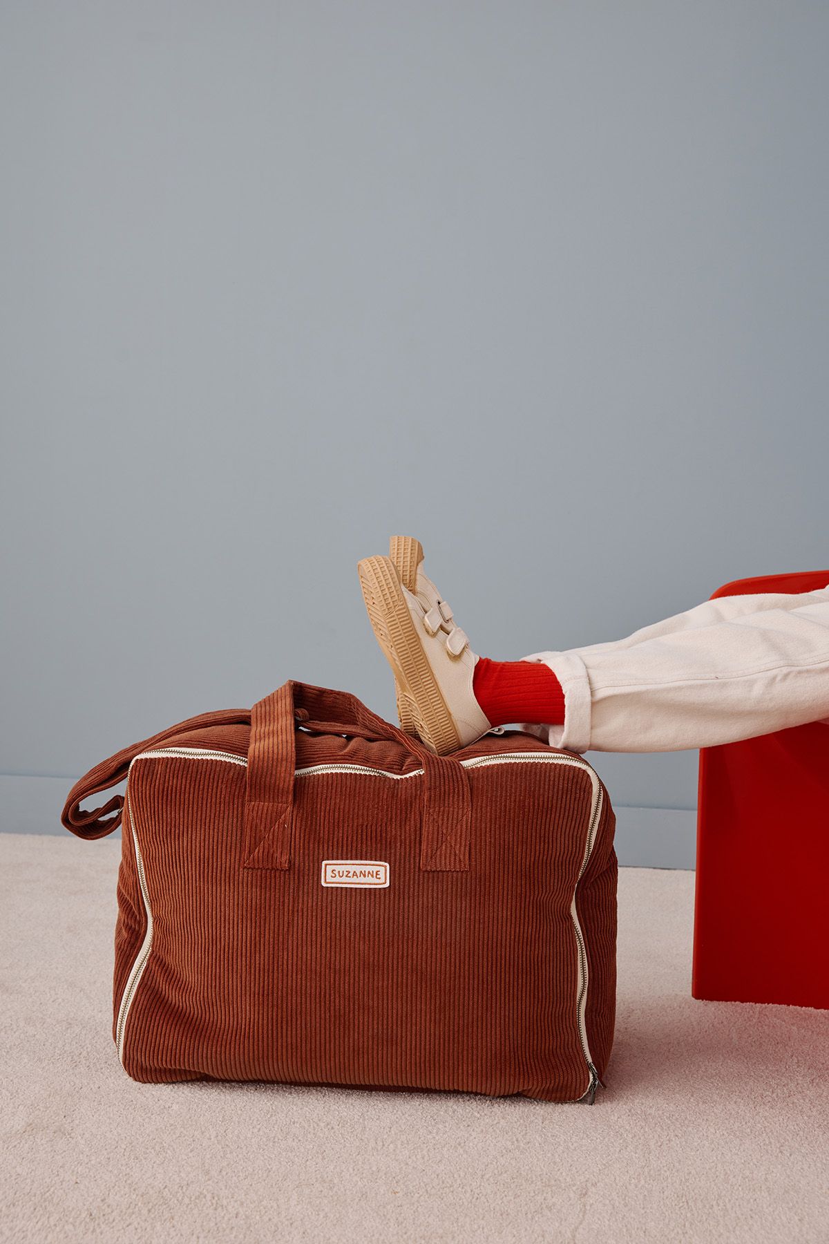 valise personnalisée en velours côtelé bébé enfant parent