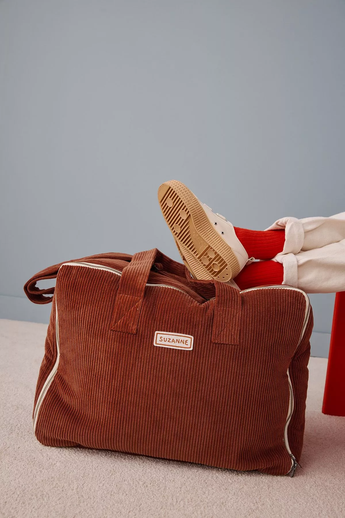 personalized corduroy suitcase for babies, kids, and parents