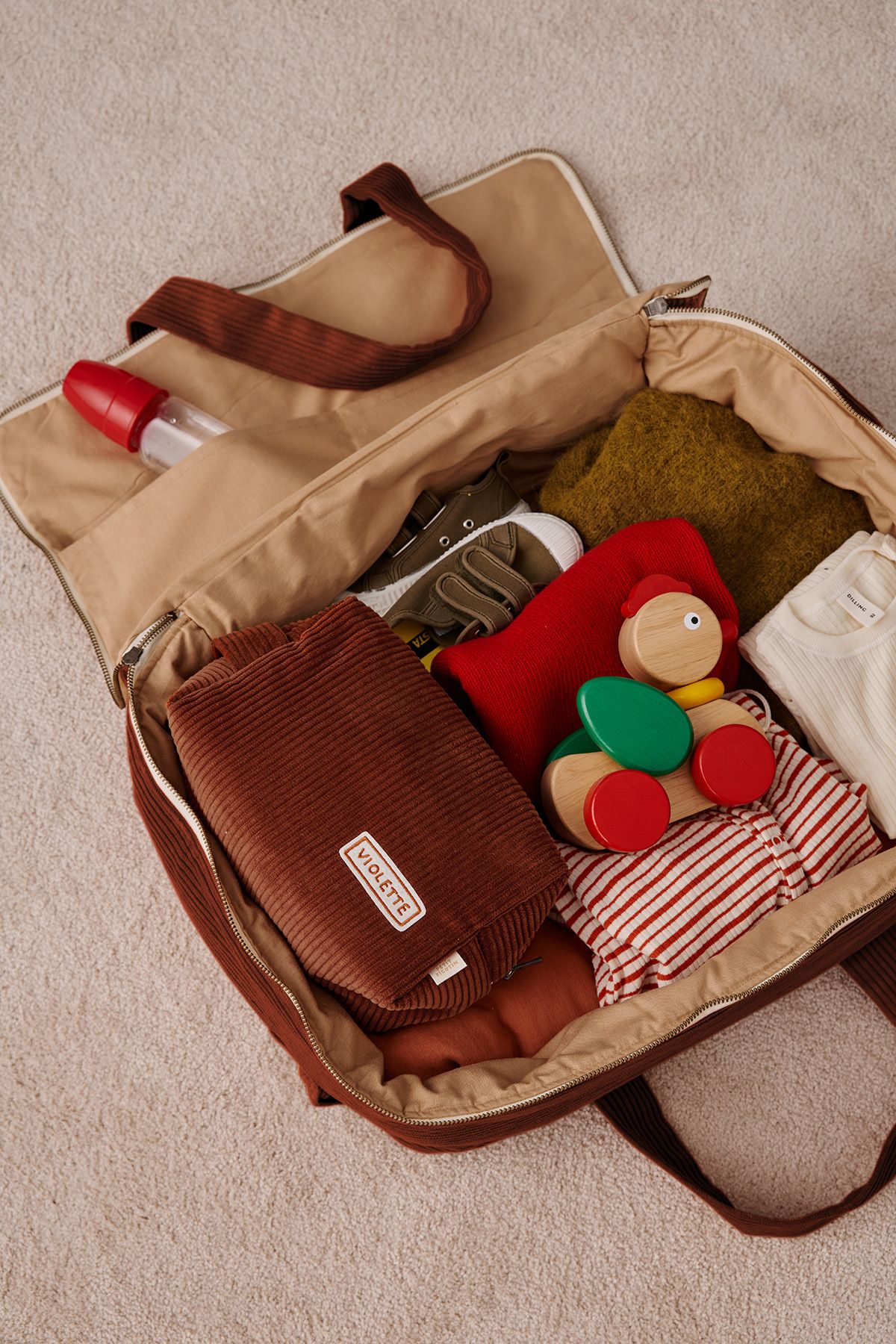 personalized corduroy suitcase for babies, kids, and parents