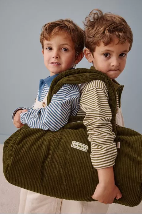 personalizable corduroy bowling bag and gym bag for babies and kids