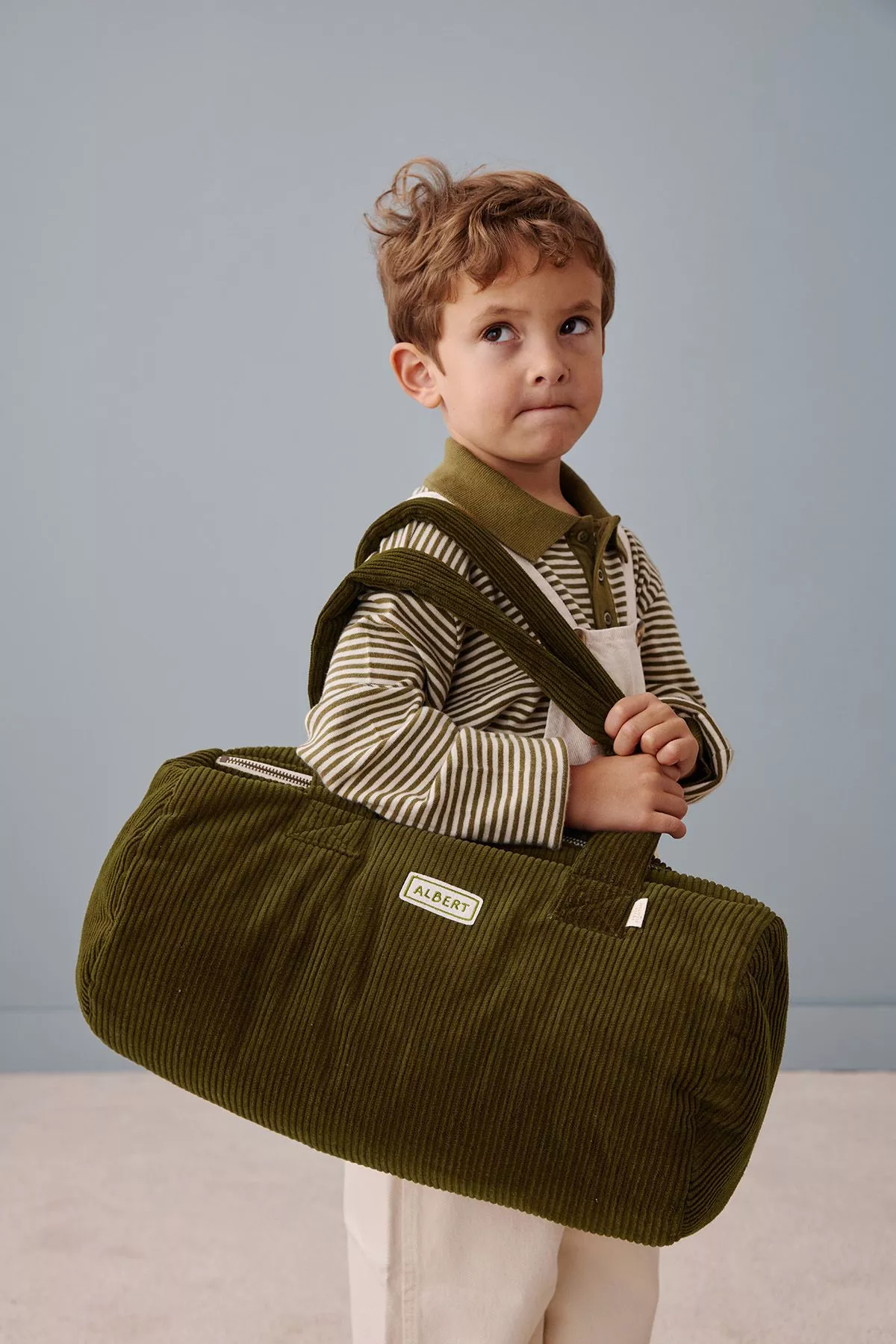 personalizable corduroy bowling bag and gym bag for babies and kids