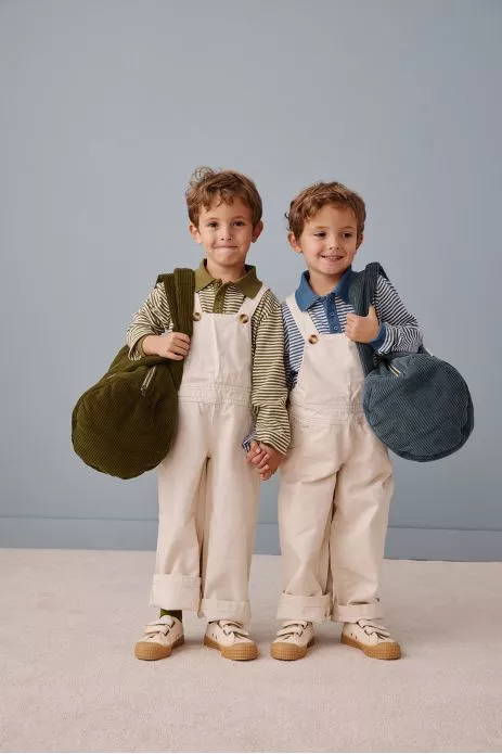 personalizable corduroy bowling bag and gym bag for babies and kids