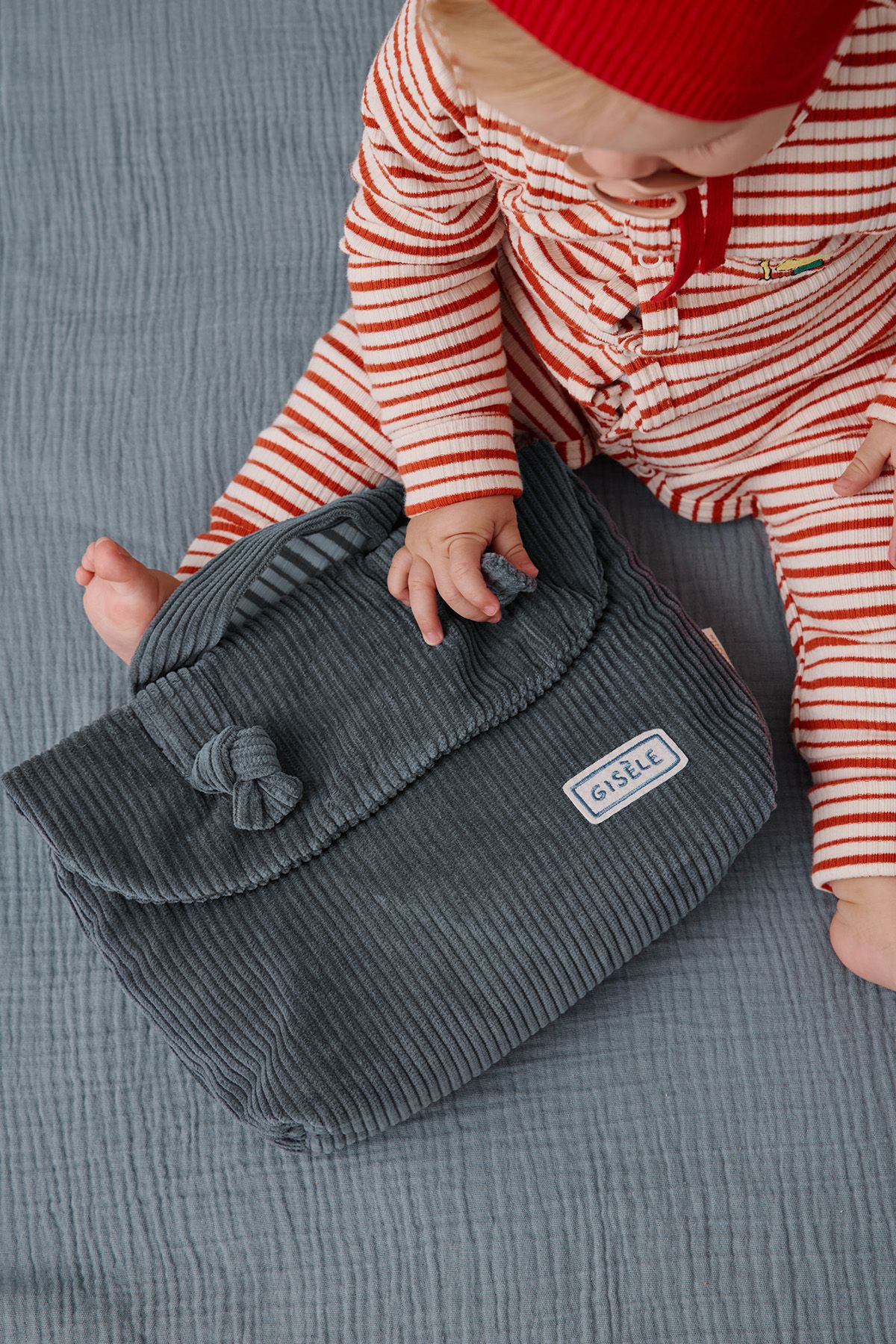 trousse de toilette personnalisée en velours côtelé pour bébé