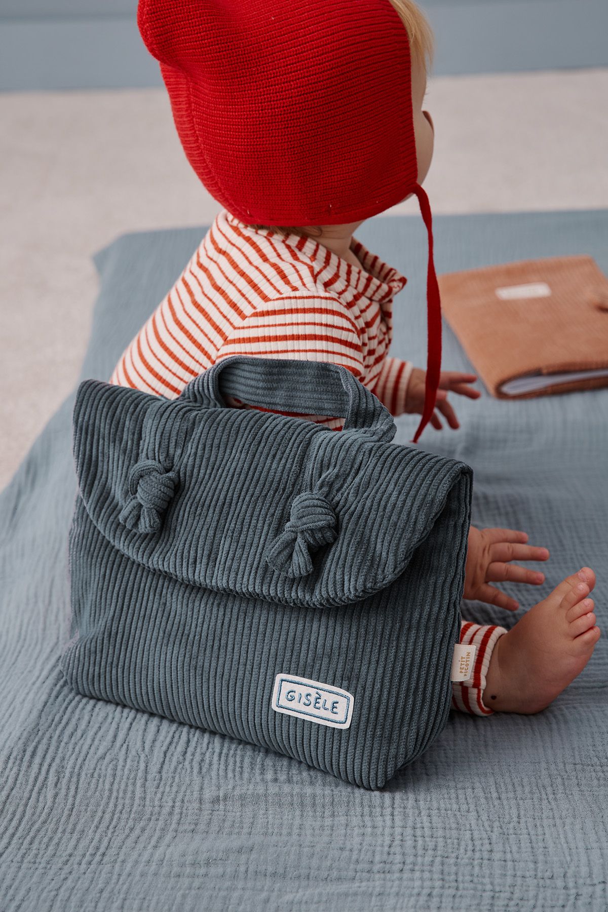trousse de toilette personnalisée en velours côtelé pour bébé