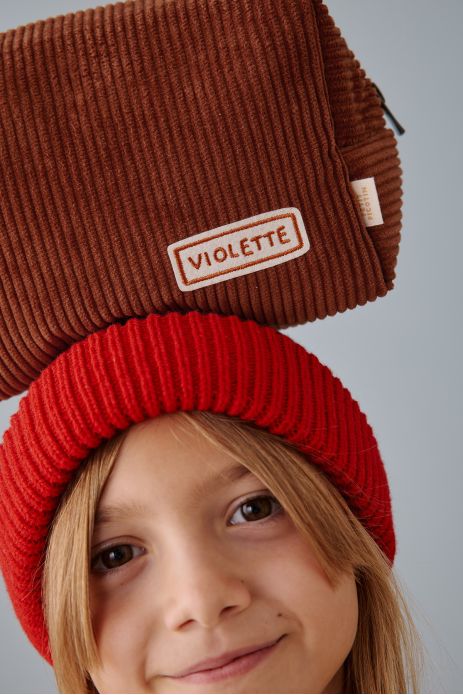 trousse de toilette personnalisée en velours côtelé bébé enfant parent