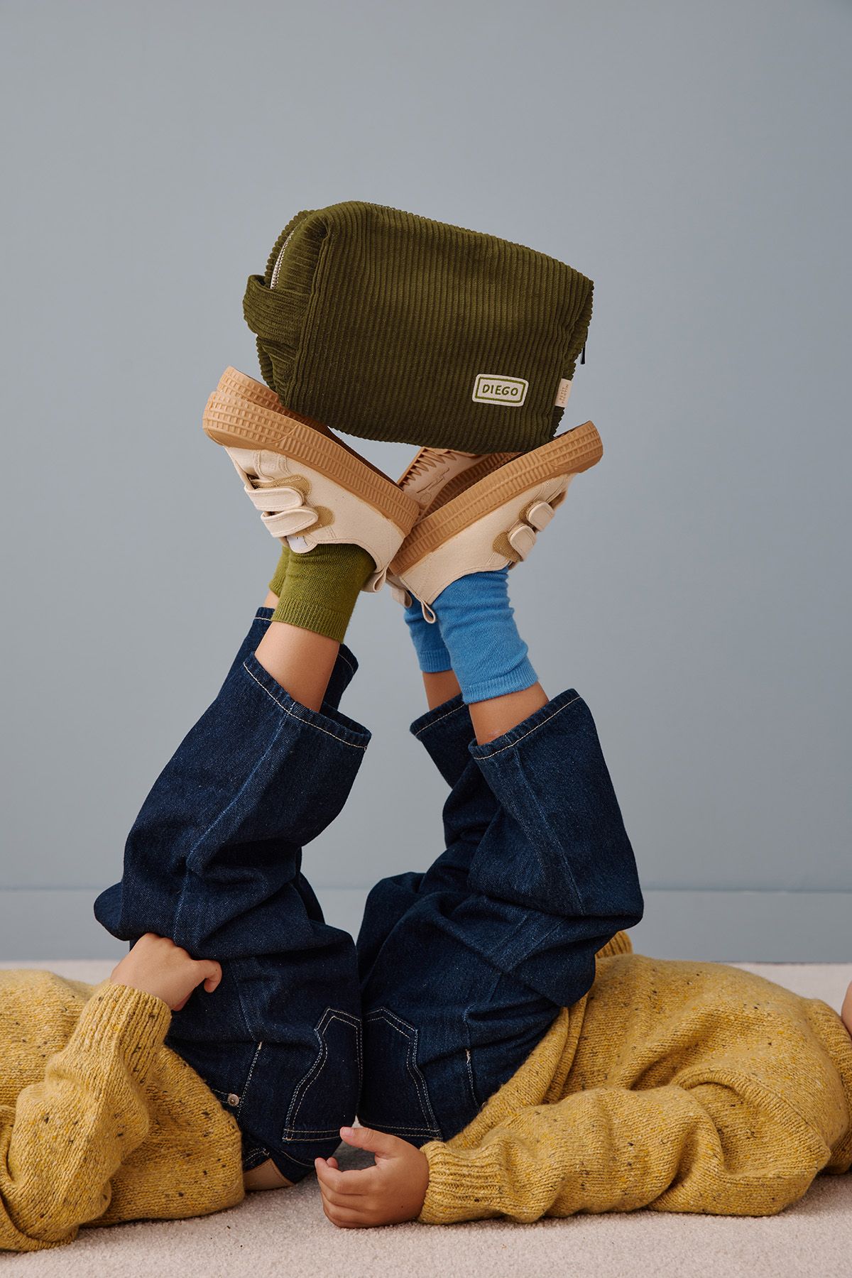 Neceser personalizado de pana para bebés, niños y padres