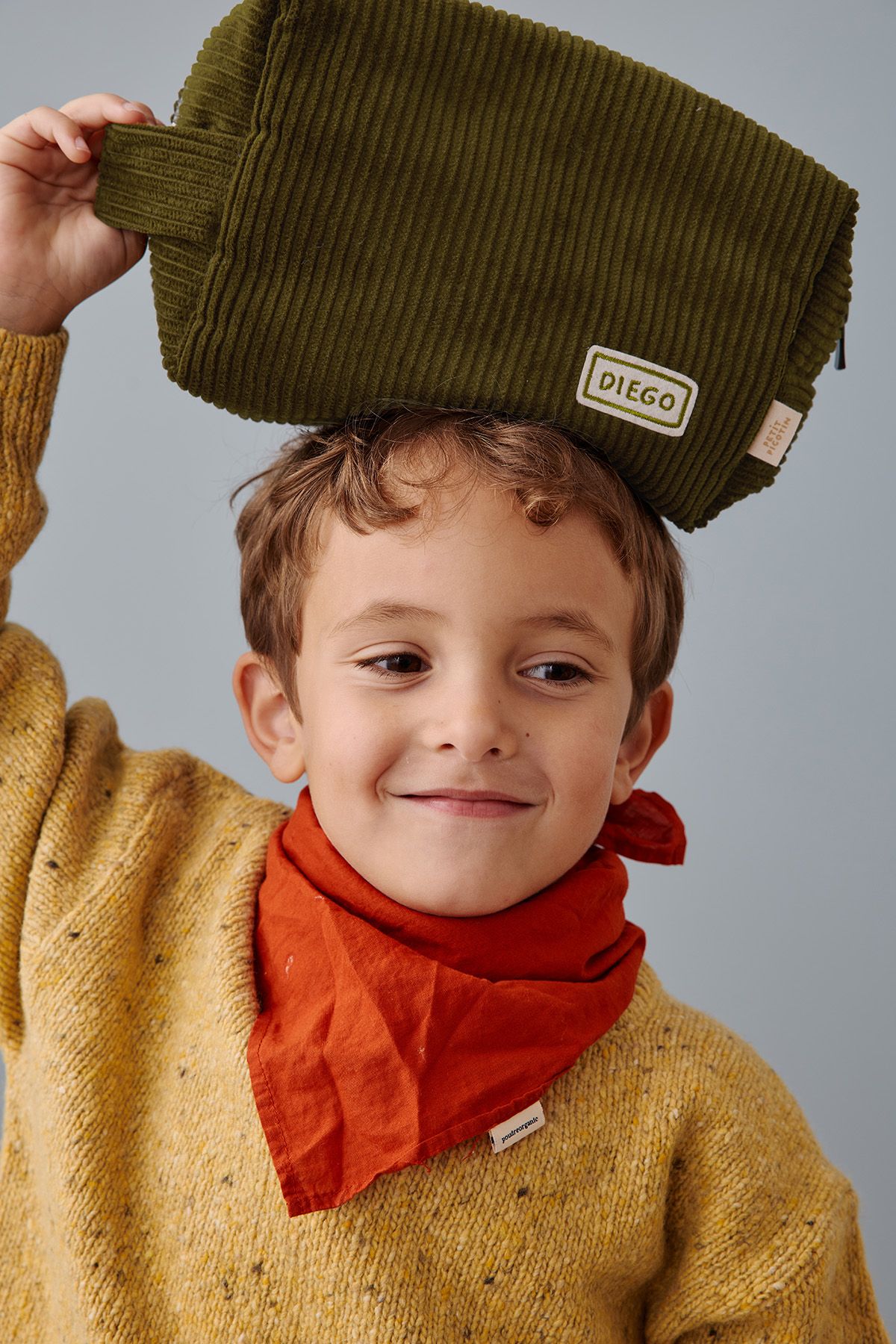 trousse de toilette personnalisée en velours côtelé bébé enfant parent
