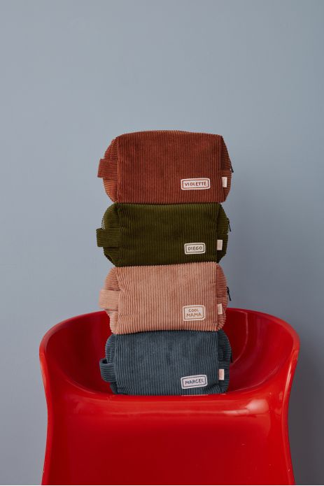 trousse de toilette personnalisée en velours côtelé bébé enfant parent