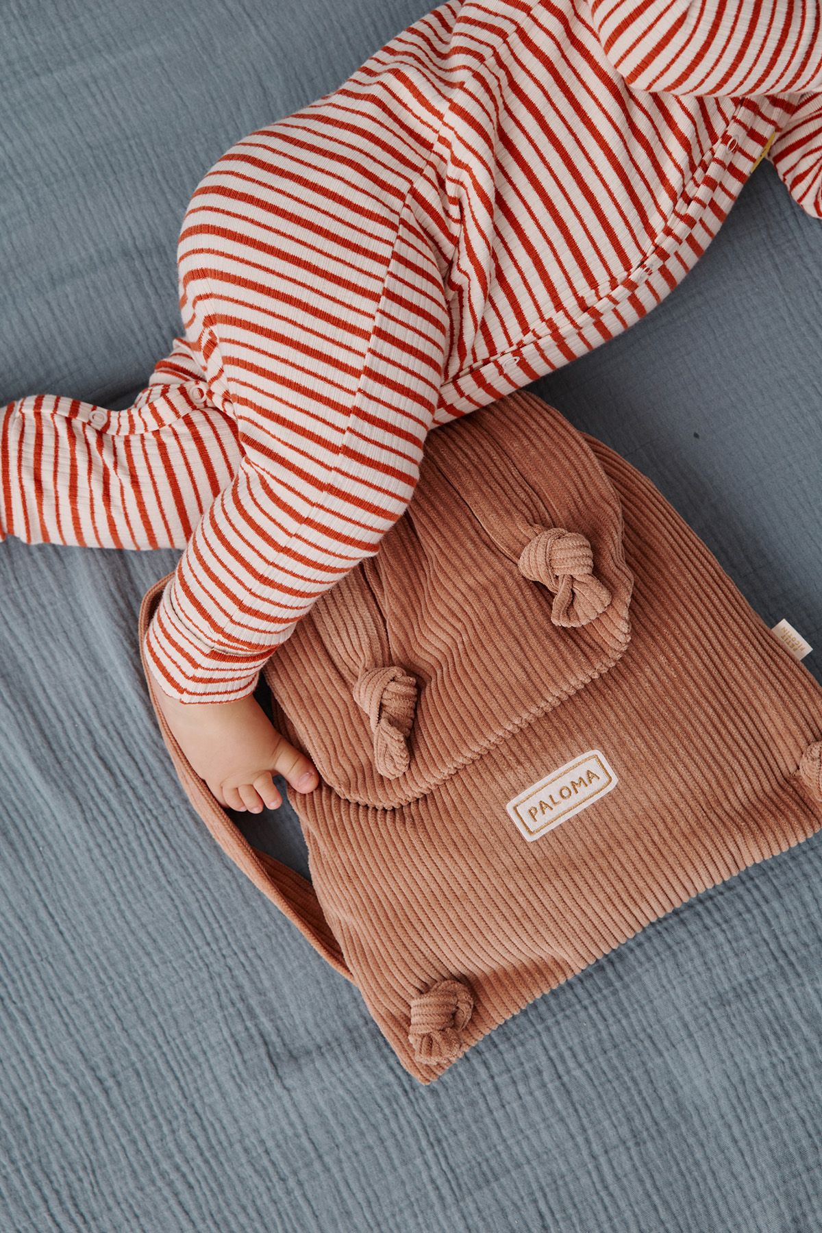 Mochila personalizada de pana para bebés