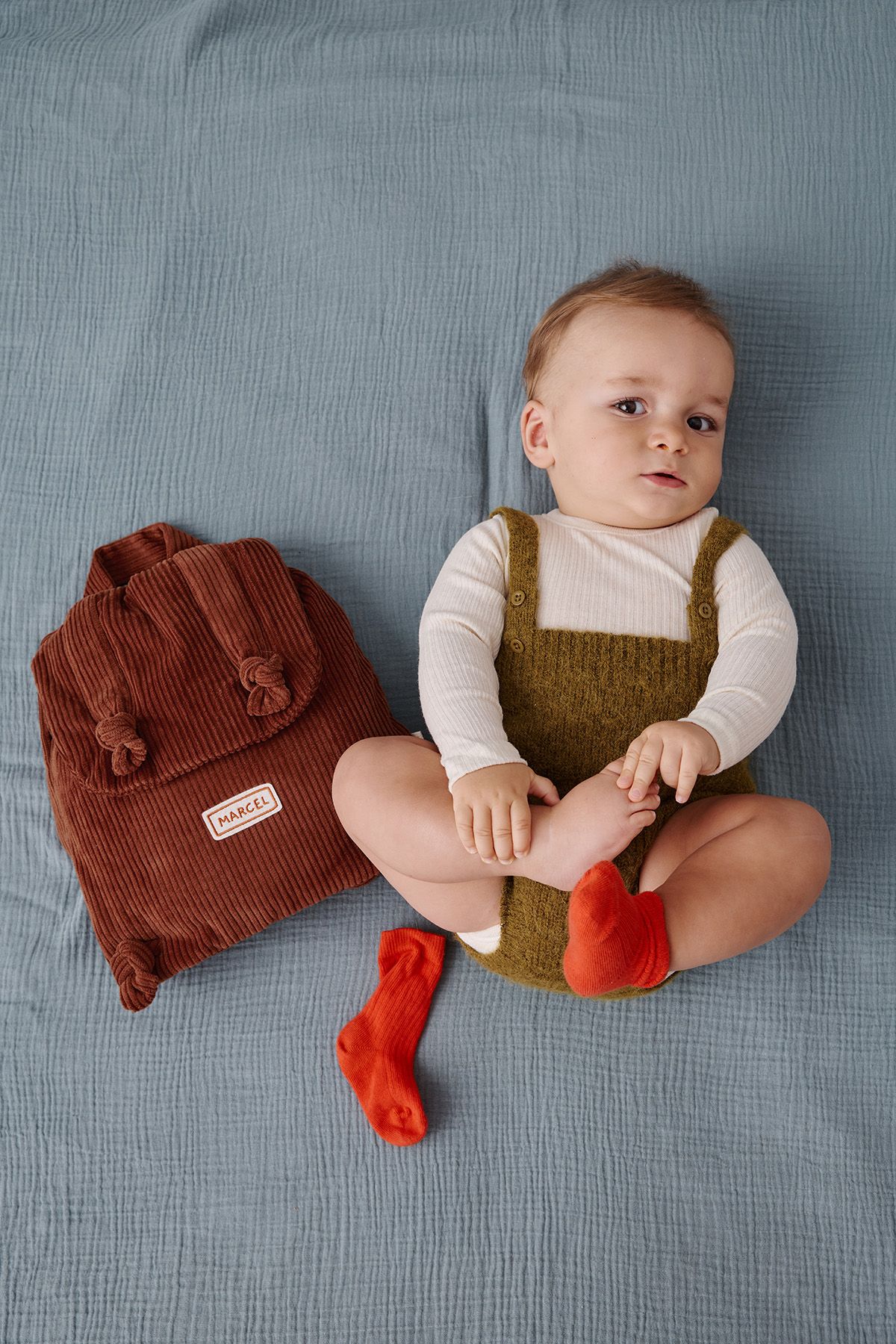 sac à dos bébé personnalisé en velours côtelé