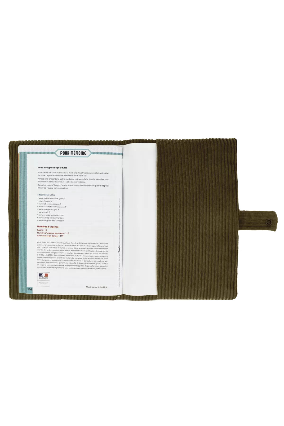personalized corduroy baby health record cover