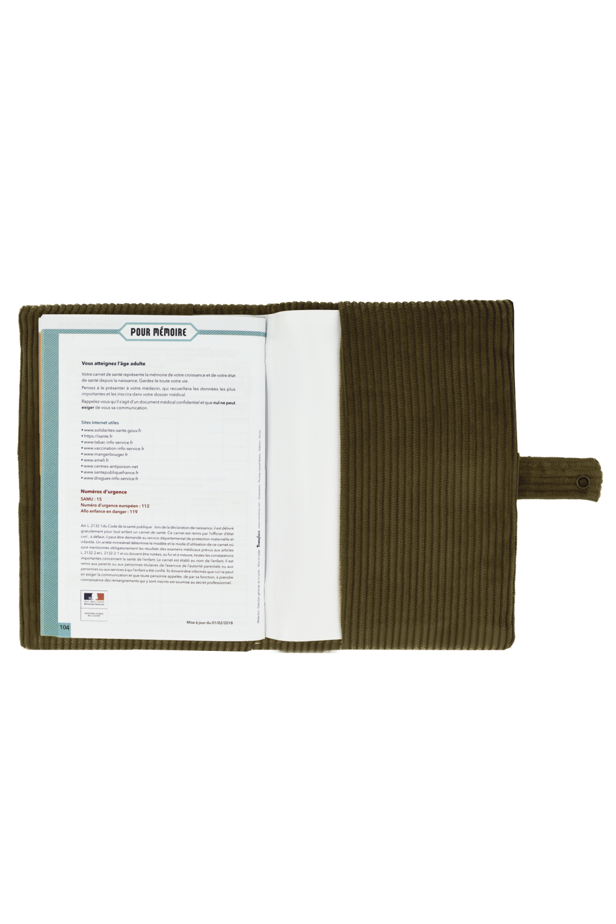 personalized corduroy baby health record cover