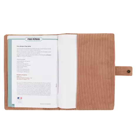 protège carnet de santé personnalisé en velours côtelé pour bébé