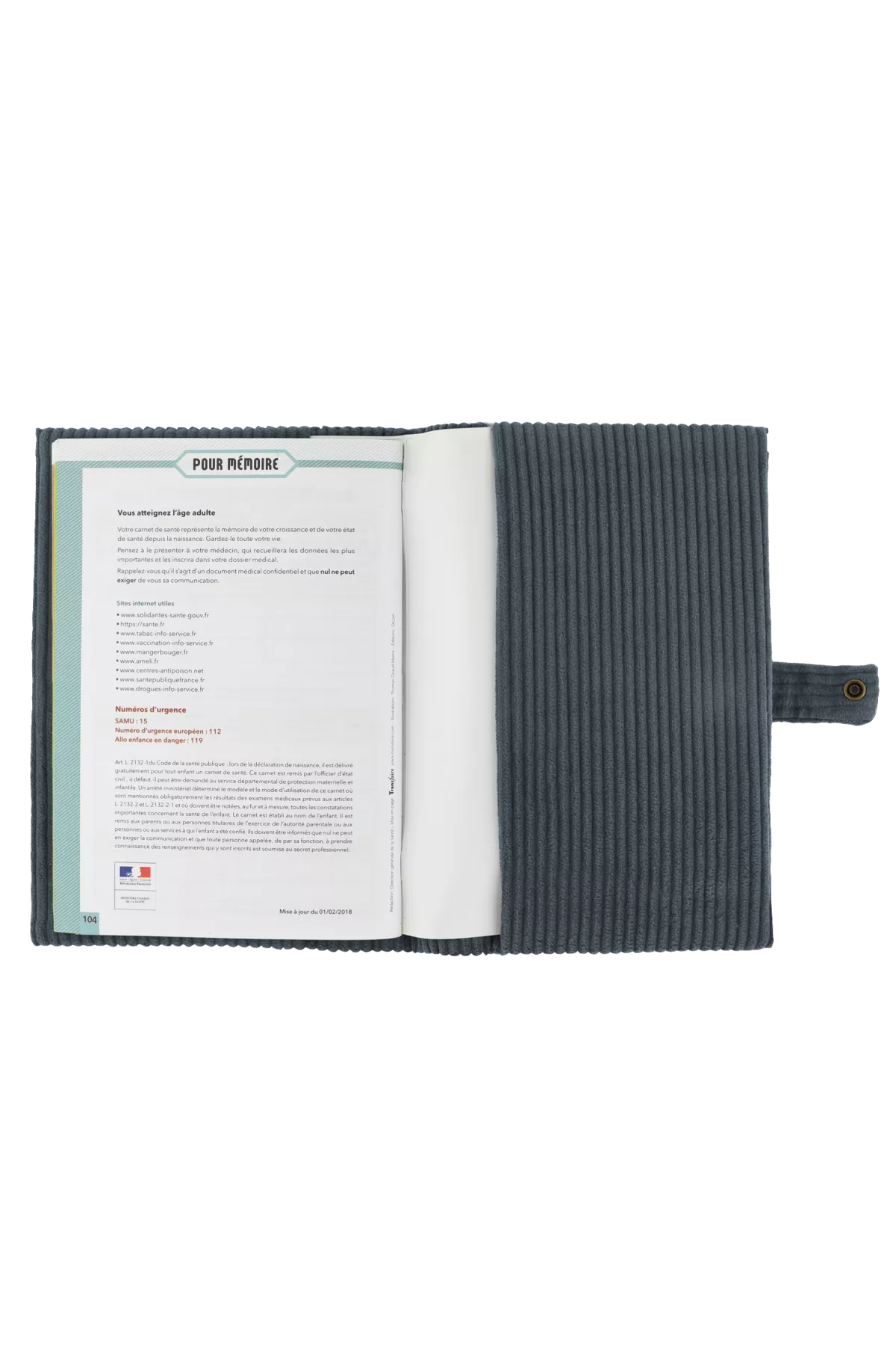 personalized corduroy baby health record cover