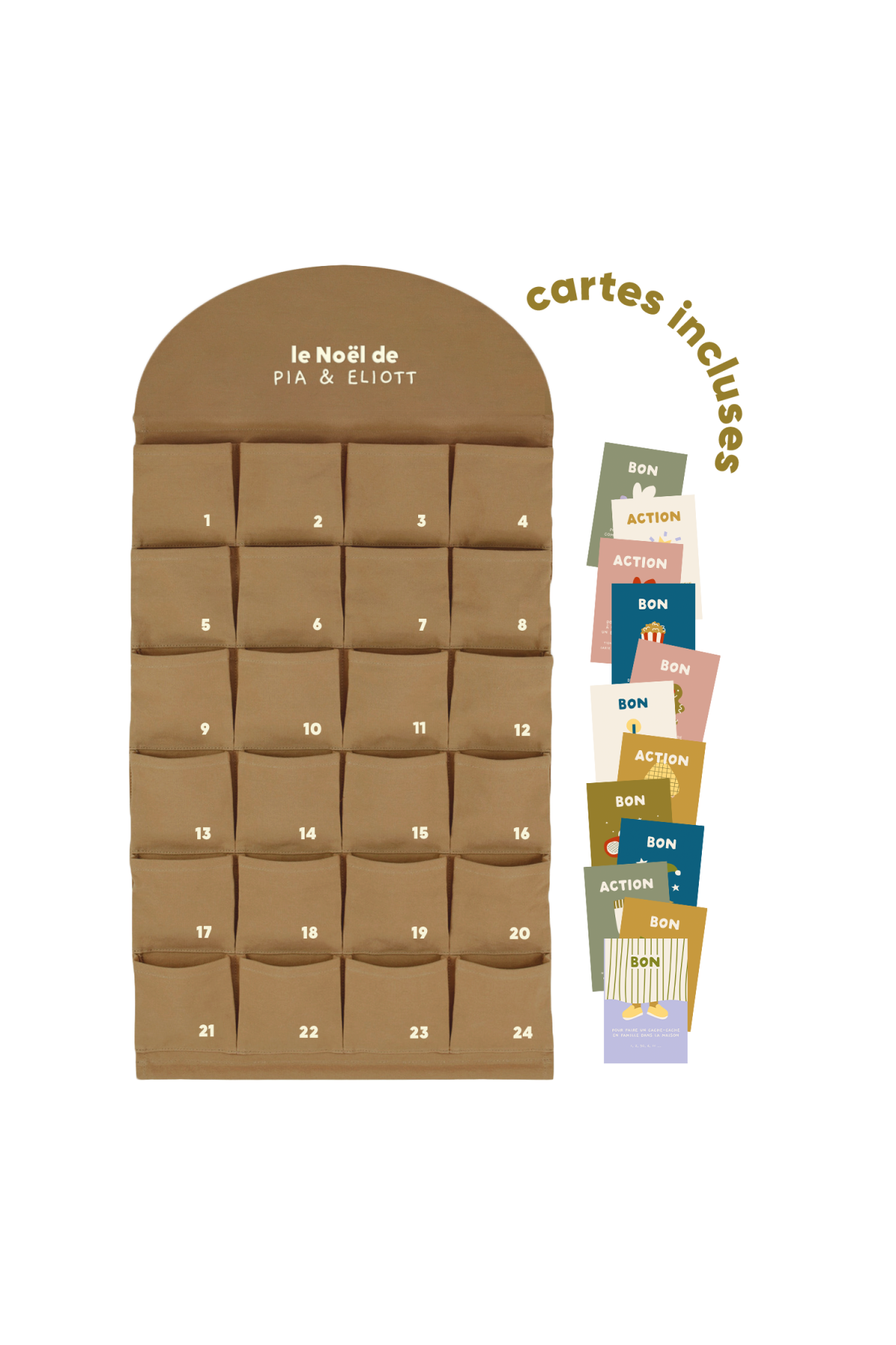 calendrier de l'avent personnalisé en tissu pour noël