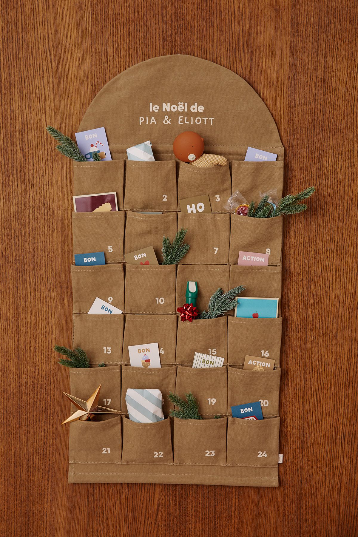 Calendario de Adviento de tela personalizado para Navidad