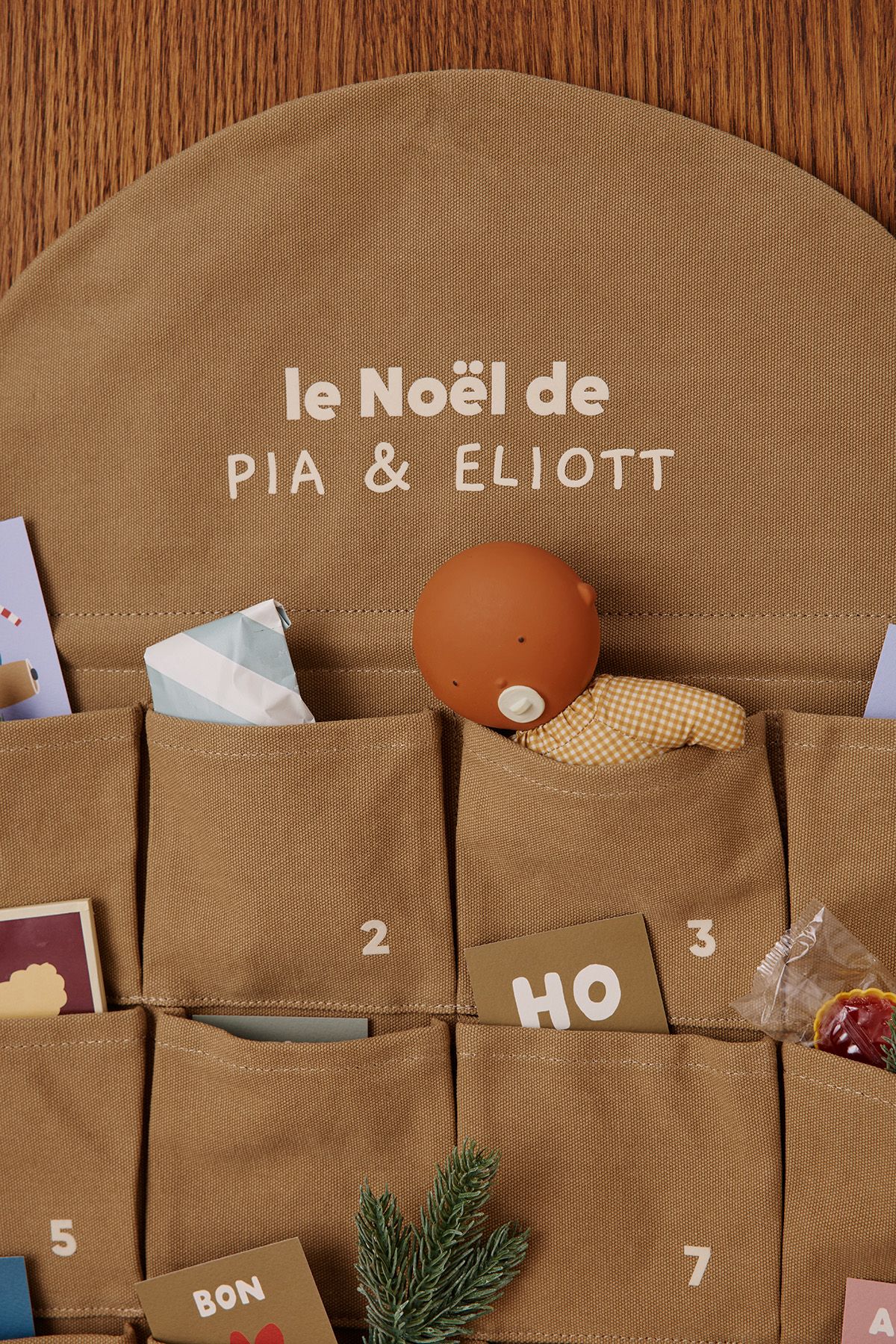 personalized fabric Advent calendar for Christmas