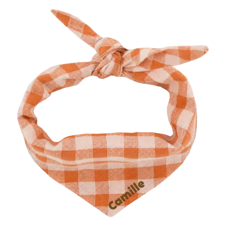 Personalized gingham cotton scarf for a baby or child's plush toy