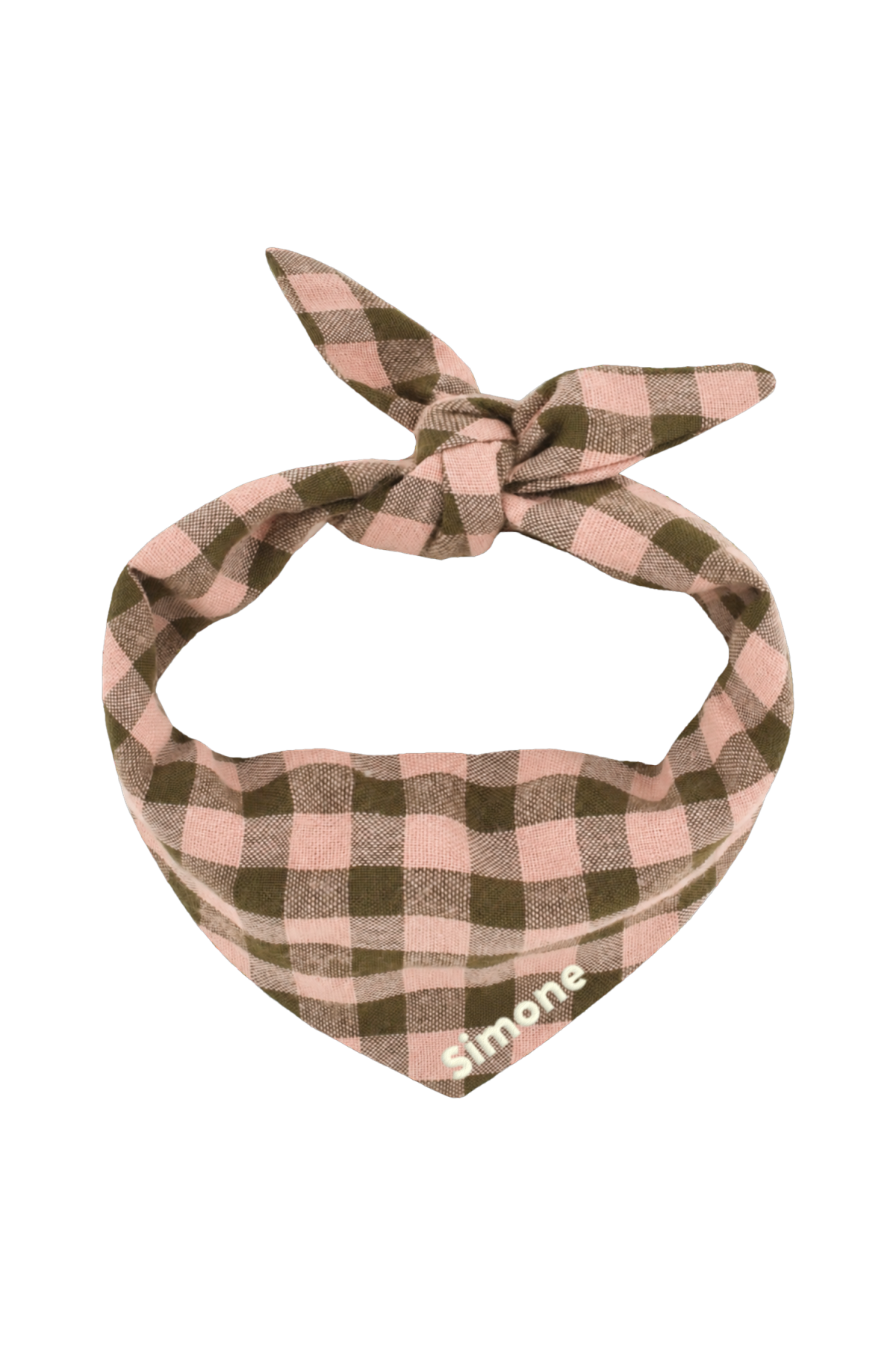 Personalized gingham cotton scarf for a baby or child's plush toy
