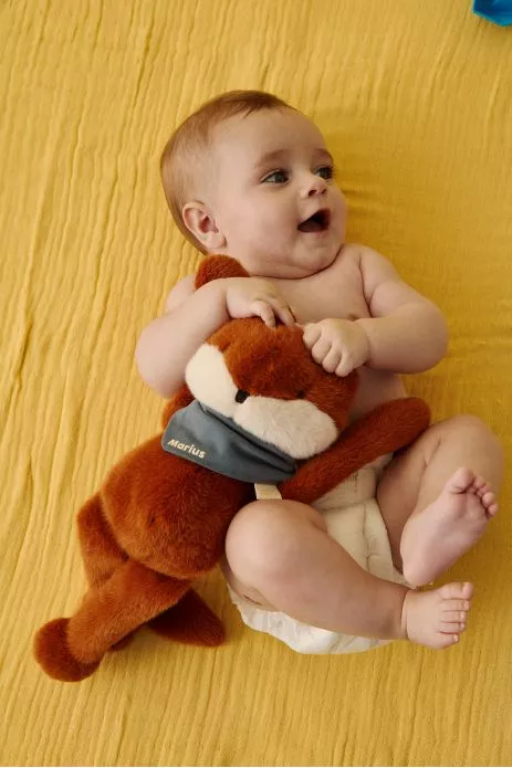 Personalized solid-color cotton scarf for a baby or child's plush toy