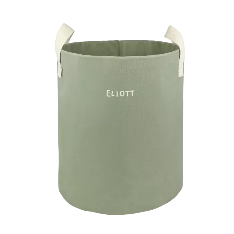 Personalizable toy storage basket in heavyweight cotton