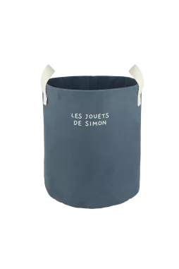 Personalizable toy storage basket in heavyweight cotton