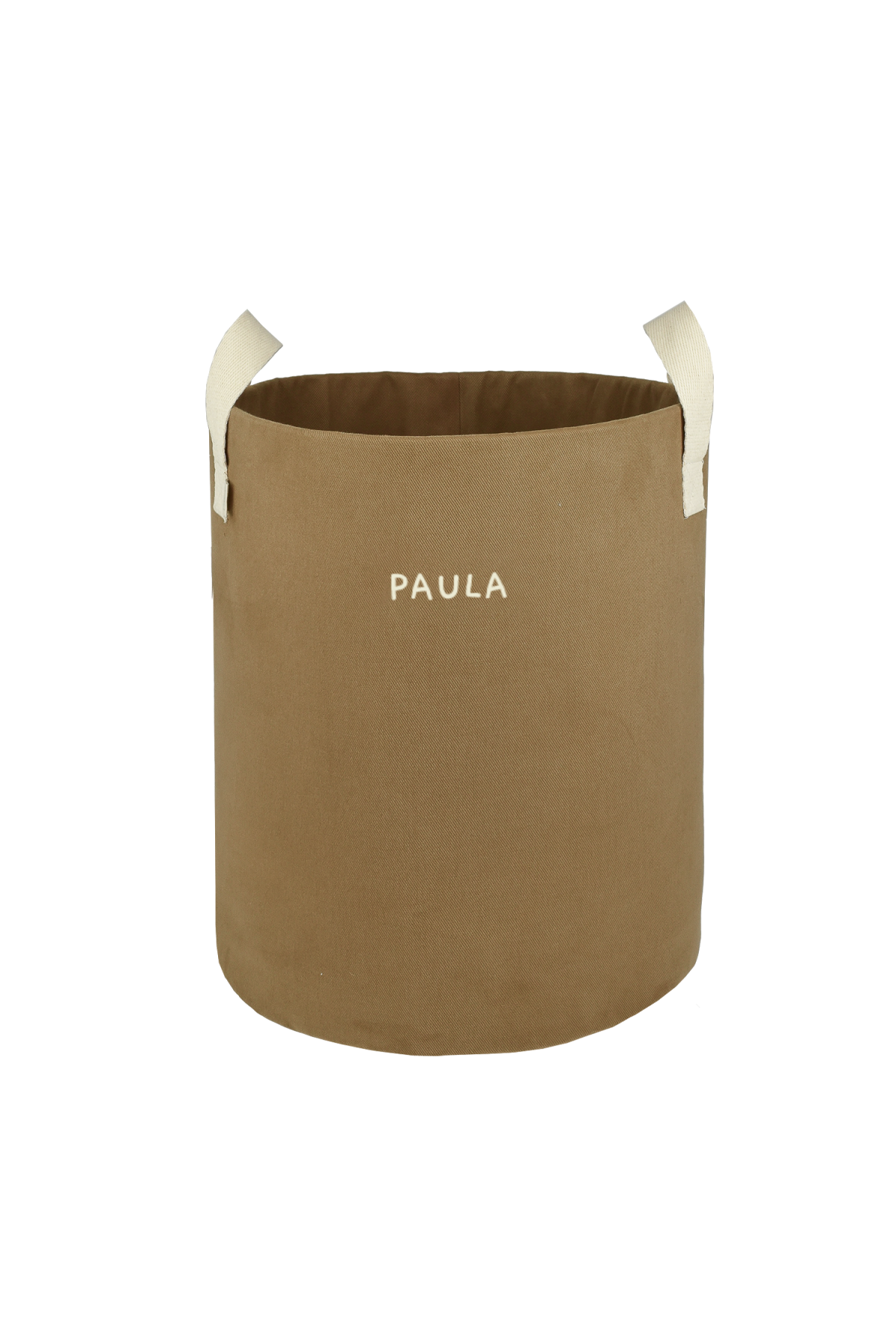 Personalizable toy storage basket in heavyweight cotton