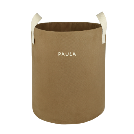 Personalizable toy storage basket in heavyweight cotton