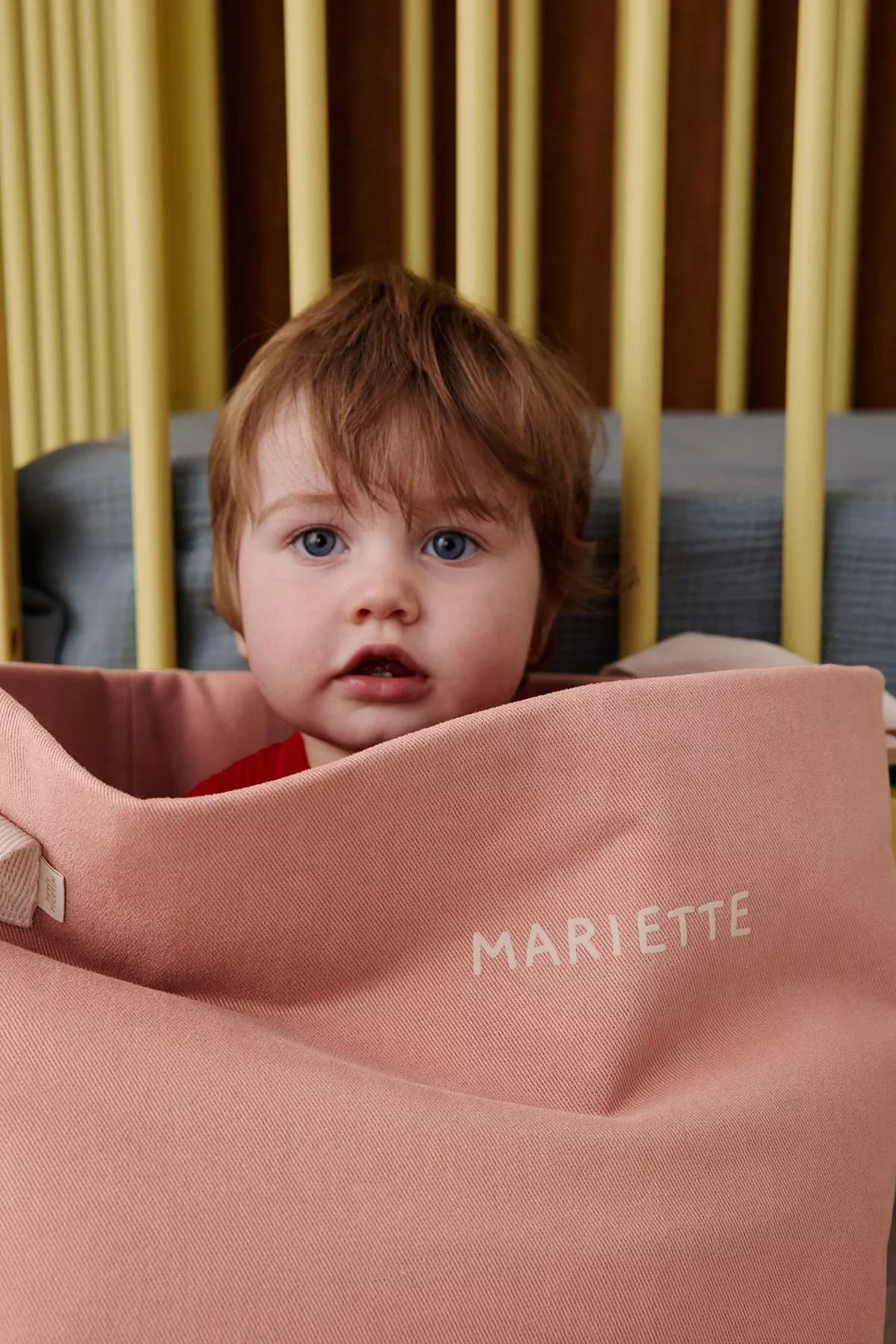 Personalizable toy storage basket in heavyweight cotton