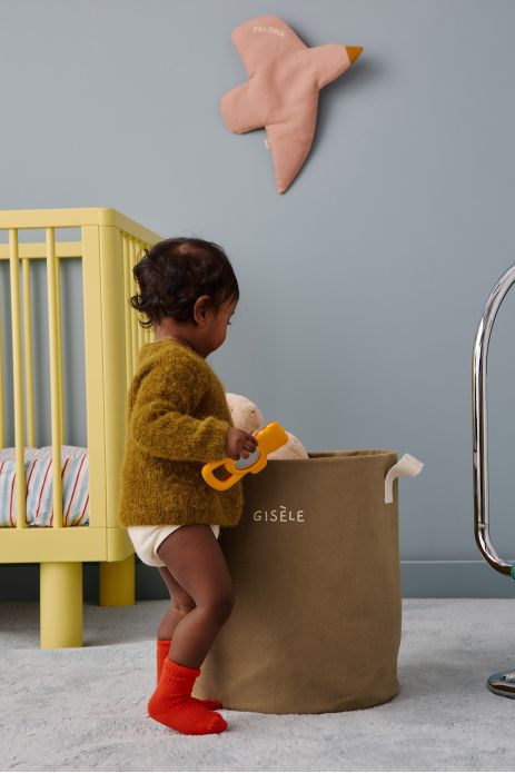 Personalizable toy storage basket in heavyweight cotton