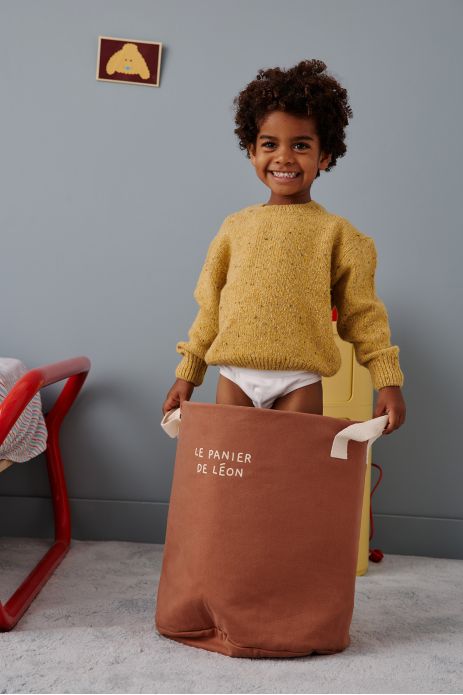 Personalizable toy storage basket in heavyweight cotton