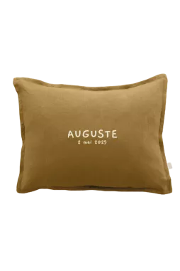 coussin en lin personnalisable cadeau naissance original pour bébé enfant