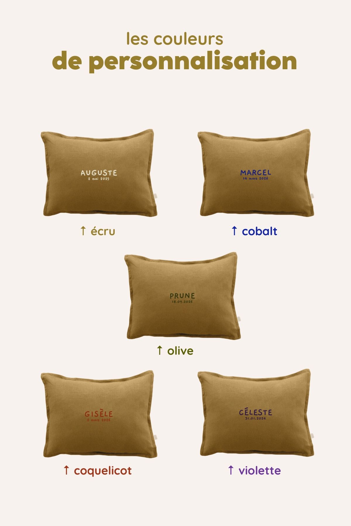 customizable linen pillow, an original baby gift for infants and children