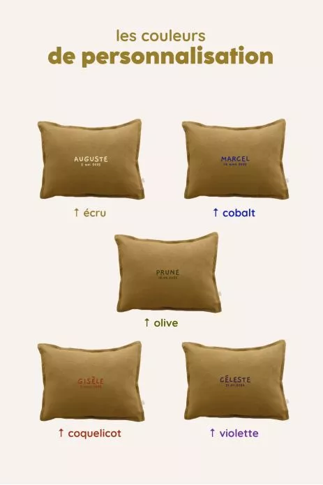 customizable linen pillow, an original baby gift for infants and children