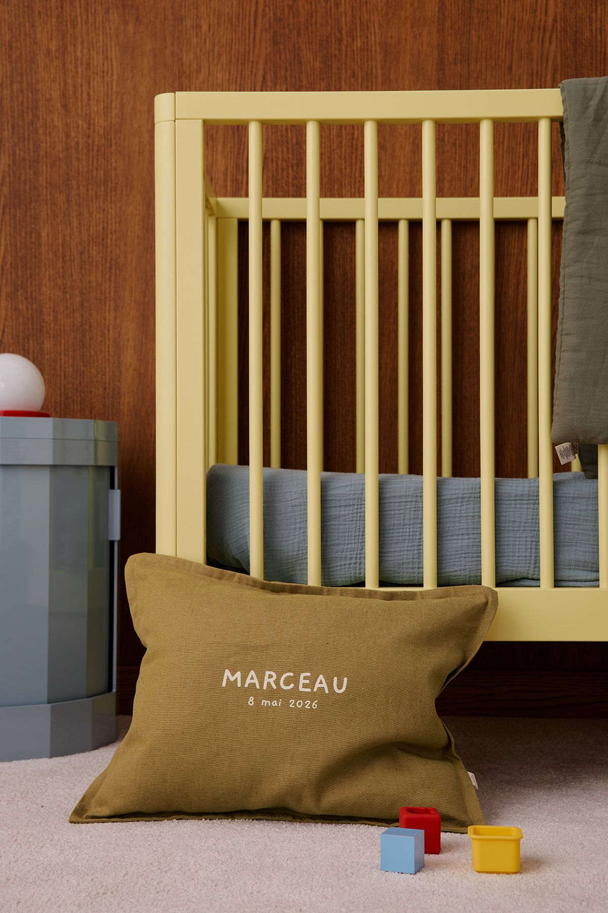 Cojín de lino personalizable, regalo de nacimiento original para bebés y niños