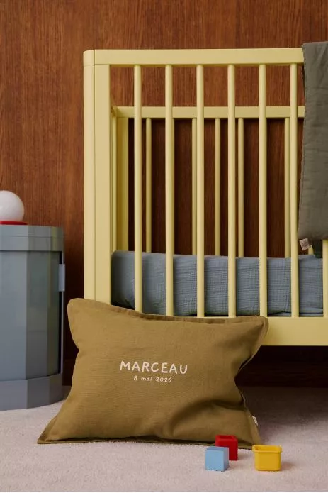 Cojín de lino personalizable, regalo de nacimiento original para bebés y niños