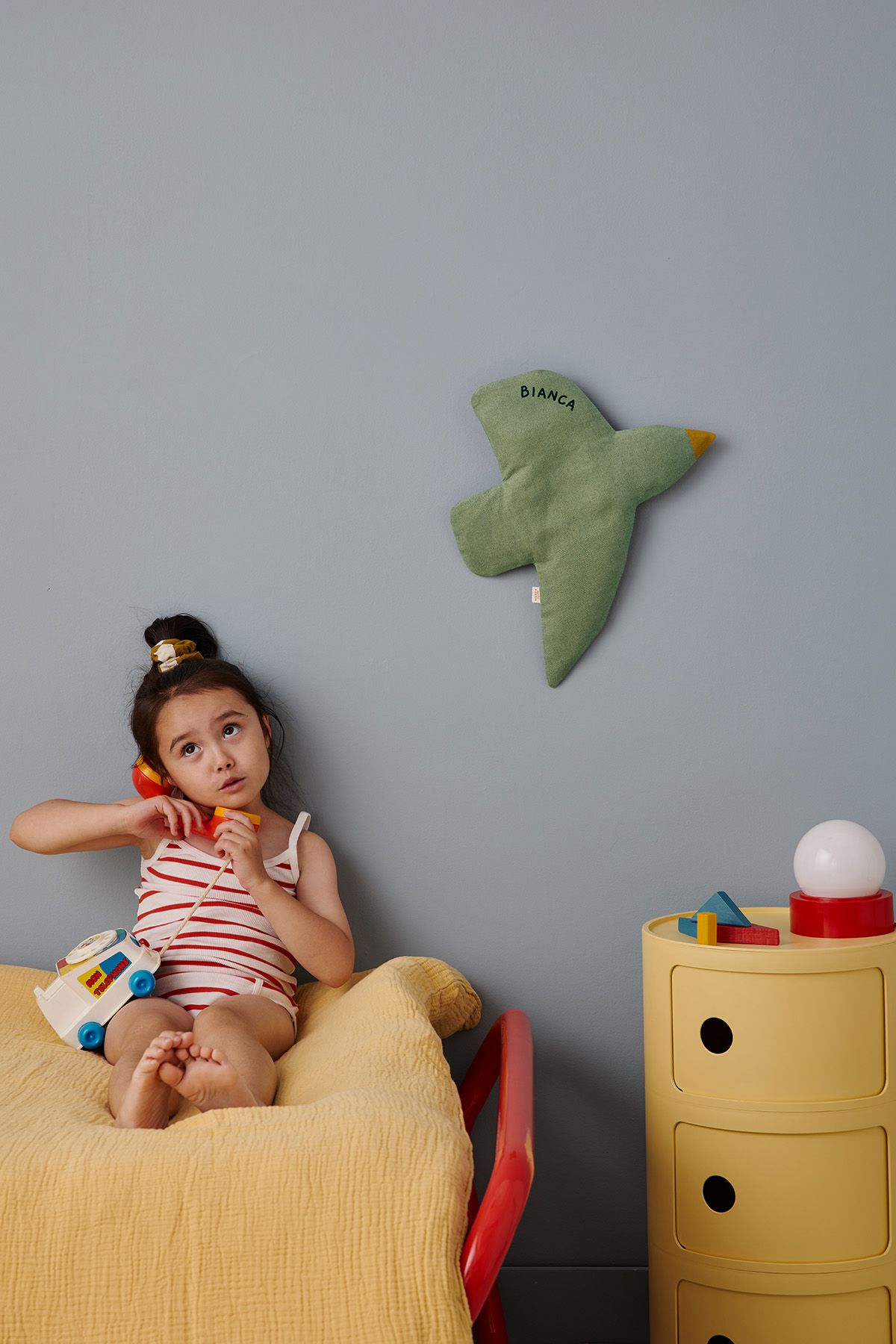 décoration murale oiseau en lin personnalisable pour chambre bébé enfant