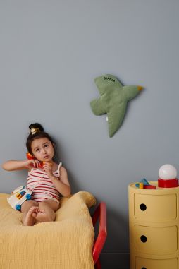 decoración de pared con forma de pájaro de lino, personalizable, para habitaciones de bebés y niños