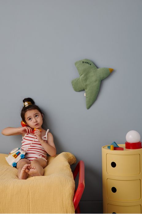 decoración de pared con forma de pájaro de lino, personalizable, para habitaciones de bebés y niños