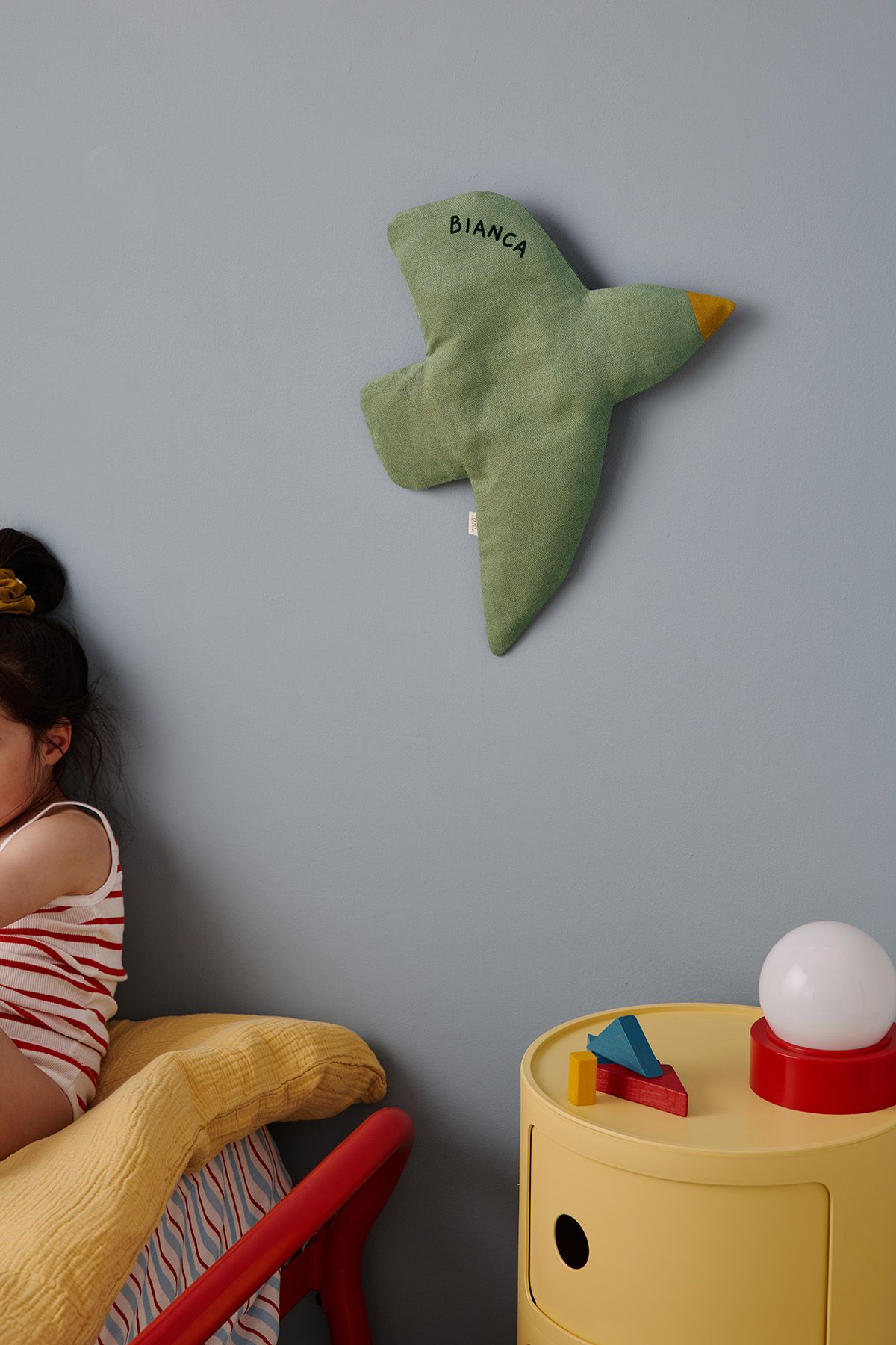personalizable linen bird wall decor for nurseries and kids’ rooms