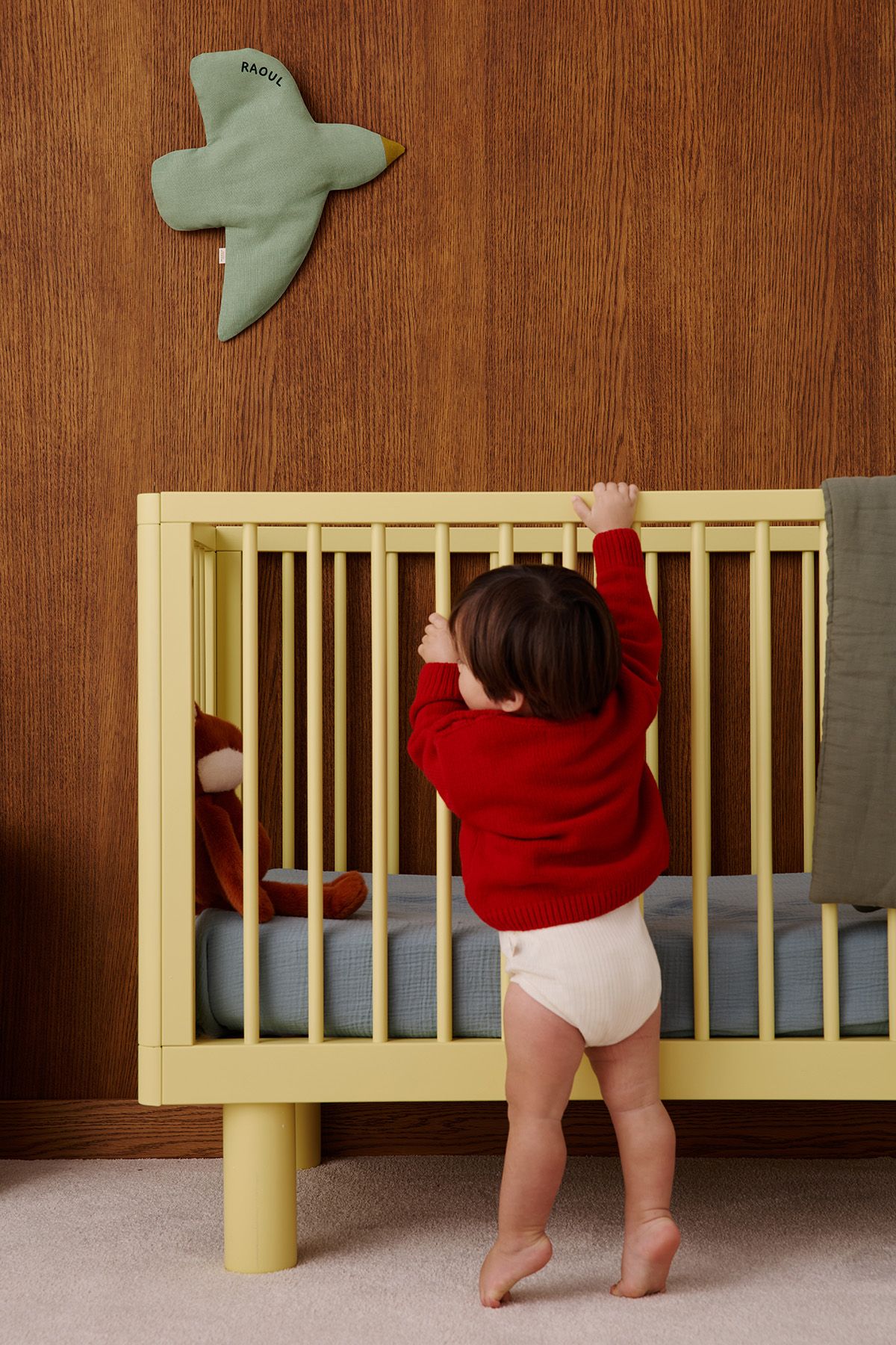 personalizable linen bird wall decor for nurseries and kids’ rooms