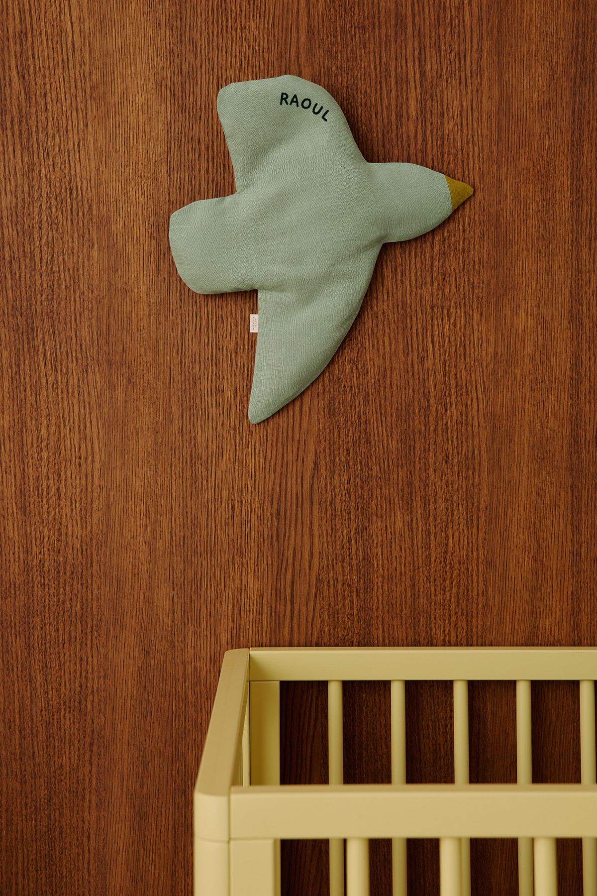 personalizable linen bird wall decor for nurseries and kids’ rooms