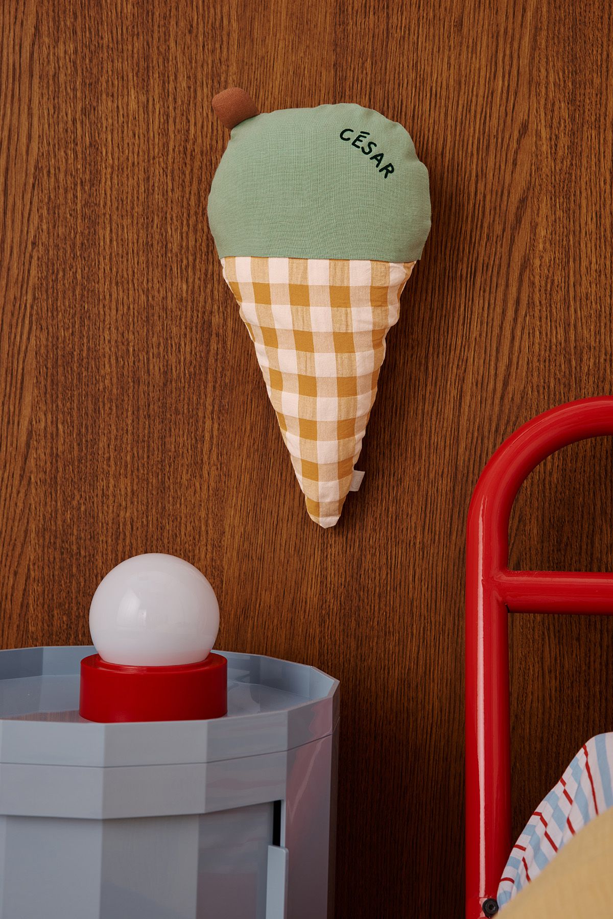 cojín decorativo de pared con forma de helado, personalizable, para habitaciones de bebés y niños