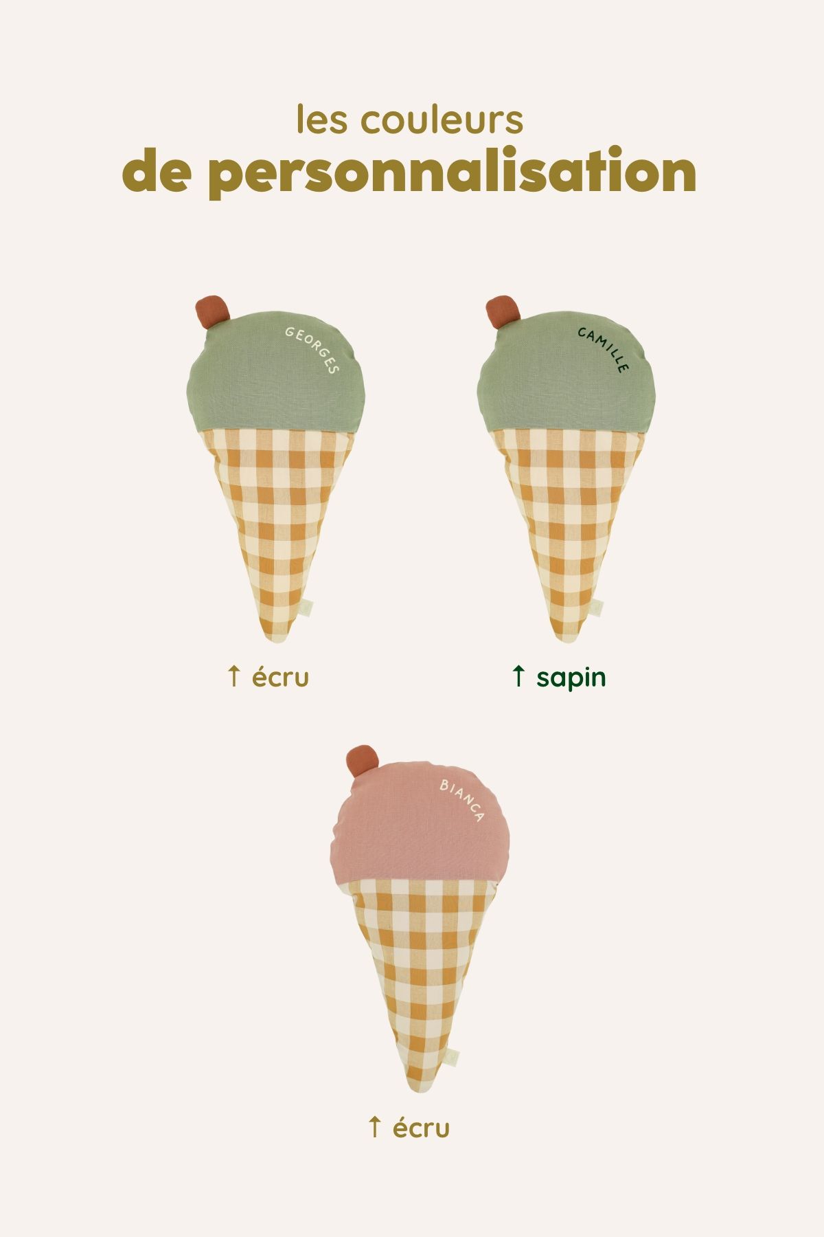 cojín decorativo de pared con forma de helado, personalizable, para habitaciones de bebés y niños